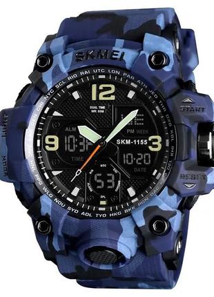 Мужские наручные часы skmei hamlet 1155 синий камуфляж стильные наручные часы для мужчин