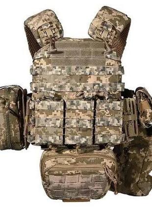 Тактическая плитоноска м5 + 6 подсумков (без плит) пиксель trnk