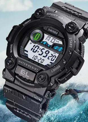 Мужские спортивные часы skmei 1633 (черные) стильные наручные часы для мужчин