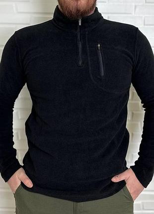 Тактическая мужская флисовая кофта реглан bikatex черный, l кофта флиска для военных