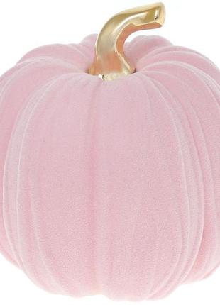 Керамічна фігурка "гарбуз" з оксамитовим напиленням, 12х12х12 см, рожевий із золотом trnk