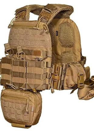 Тактический комплект плитоноски м7 с 7 подсумками (без плит) койот trnk