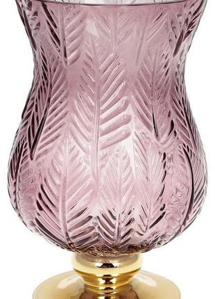 Ваза декоративная ancient glass розалин 14х15х25см, фиолетовое стекло красивая ваза для цветов