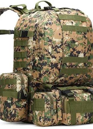 Тактичний великий рюкзак мультикам tacticbag 45-55л з підсумками (піксель)