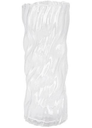 Ваза для квітів скляна ancient glass "infinitty" ø 10x25 см, прозоре скло красива ваза для квітів