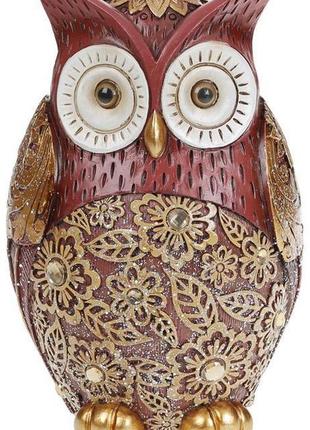 Статуэтка "сова с кружевной резьбой" бордо 12х10.5х18см, полистоун со стразами trnk