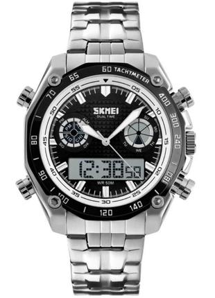 Наручные мужские часы skmei 1204 direct (черные с белым кантом) стильные наручные часы для мужчин