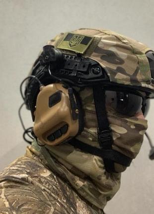 Тактические активные наушники earmor м32н с гарнитурой под шлем койот наушники для военных