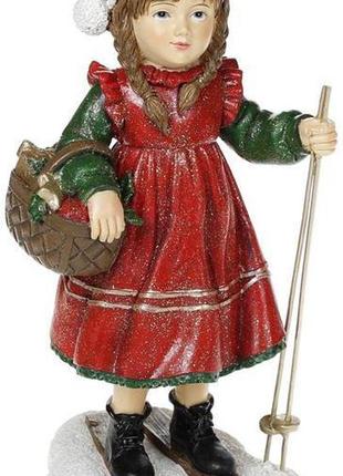 Декоративна статуетка "дівчинка на лижах" 11х9.5х20 см, червоний trnk