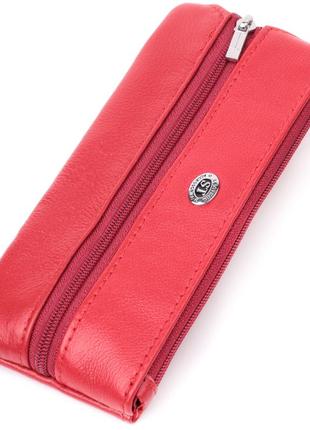 Оригінальна ключниця з натуральної шкіри st leather 22509 червоний аксесуар для зберігання ключів