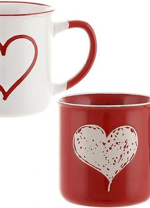 Кухоль порцеляновий "біле" червоне серце" 300 мл, 2 дизайни trnk