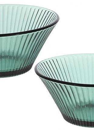 Набор 2 стеклянные пиалы "cape green" ø13см, зеленое стекло посуда миски салатницы салатники