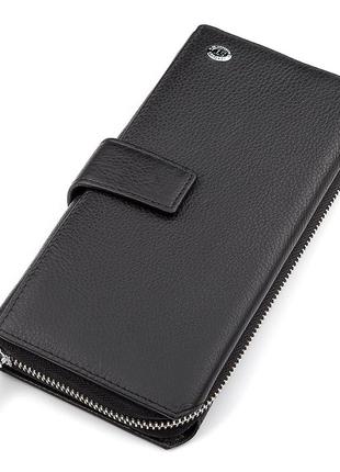 Чоловічий гаманець st leather 18453 (st128) стильний чорний гаманець для чоловіків