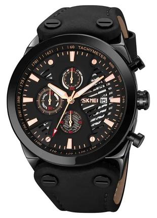 Мужские классические наручные часы skmei 9282 (черные с черным дисплеем) стильные наручные часы для мужчин