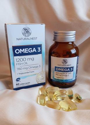 Дієтична добавка "omega 3 з риб'ячим жиром" naturalnest, 60 желатинових капсул