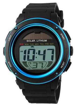 Мужские спортивные часы skmei 1096 с солнечной батареей (синий) стильные наручные часы для мужчин