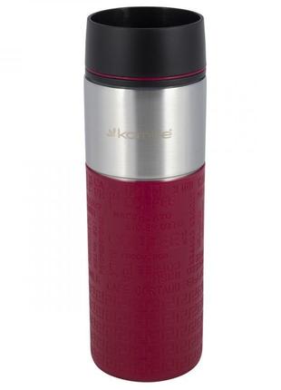 Термокружка kamille cortado 420мл, нержавеющая сталь, красный мини-термос кружка
