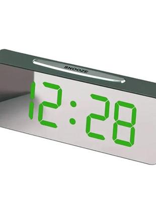 Часы настольные сетевые vst-763y-4 зеленые цифры + температура (usb) trn