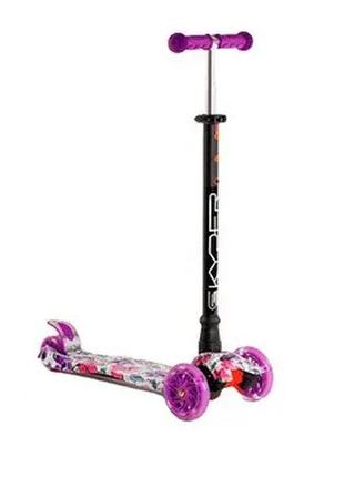 Трехколесный самокат best scooter skyper maxi колеса с подсветкой pu 120мм (фиолетовый) самокат для детей