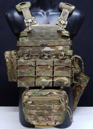 Тактический комплект плитоноска м6 с подсумками без плит (мультикам пиксель) trn
