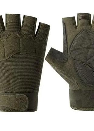 Тактические перчатки без пальцев (размер l) на липучке fqtac039 зеленый перчатки для военных тактические