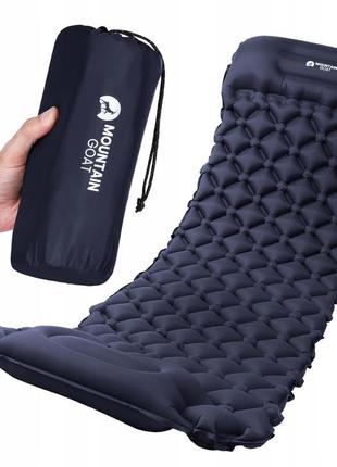 Килимок (карит) надувний mountain goat 190 x 58 x 5 см з вбудованим насосом mg0009 navy blue trn
