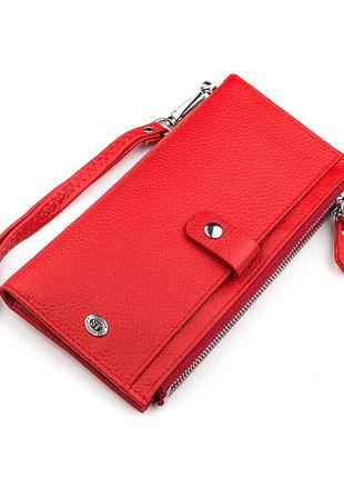 Гаманець жіночий st leather 18381 (st420) багатофункціональний червоний стильний гаманець-шумка для жінок