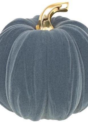 Керамічна фігурка "гарбуз" з оксамитовим напиленням, 12х12х12 см, синьо-сірий із золотом trnk