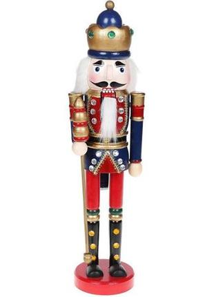 Статуетка декоративна «щескунчик» 38 см, дерев'яна, синій із червоним trnk