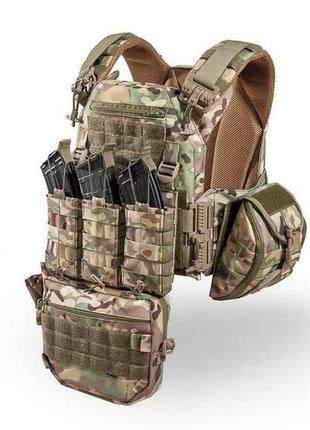 Комплект плитоноска с подсумками и напашником, быстрым сбросом (без плит) мультикам trnk