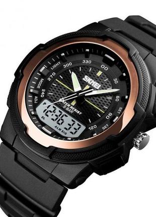 Мужские спортивные часы skmei 1454 черный с золотым стильные наручные часы для мужчин