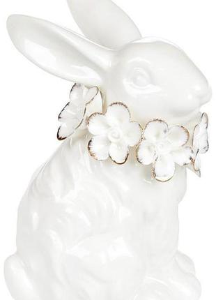 Набор 2 статуэтки "зайчик с белыми цветочками" 7.6х6.2х10.5см trnk