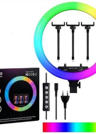 Кольцевая светодиодная led лампа rgb-mj-18 45см (белый и цветной свет) trnk