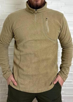 Тактическая мужская флисовая кофта реглан bikatex песок, xl кофта флиска для военных