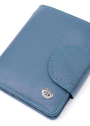 Красиве шкіряне портмоне з монетницею зовні для стильних жінок st leather 19457 бірюзовий стильний гаманець