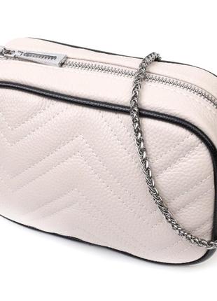 Вечерняя женская сумка на цепочке из натуральной кожи vintage 22380 белая стильная сумочка для женщин