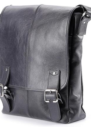 Сумка shvigel 00919 из натуральной кожи черная стильная сумка для мужчин