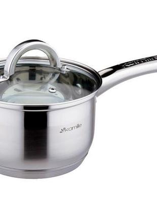 Ковш kamille 1,5л со стеклянной крышкой кухонный ковшик ковш