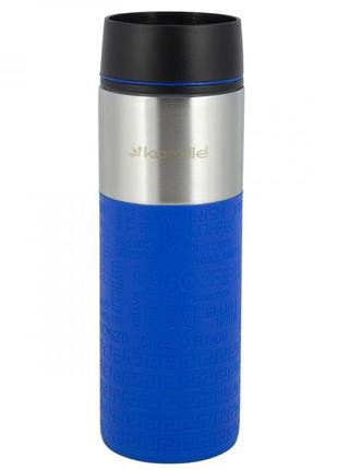 Термокружка kamille cortado 420мл, нержавеющая сталь, синий мини-термос кружка