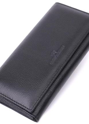 Удобный женский кошелек из натуральной кожи st leather 22523 черный стильный кошелек бумажник для женщин