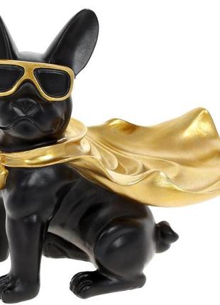 Підставка для прикрас "бульдог" 21.5х12.5х23 см, полістоун, чорний із золотом trnk