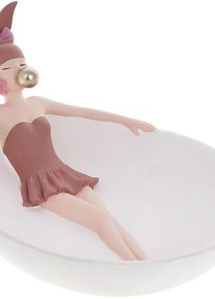 Подставка для украшений "девушка-зайка" 28х22х15см, полистоун, белый с розовым trnk