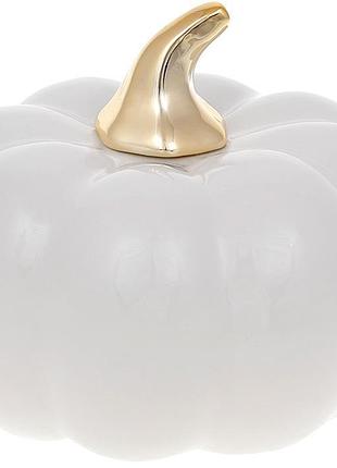 Порцелянова фігурка "гарбуз" 13х13х10.5 см, білий глянець із золотом trnk