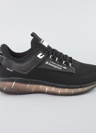 Кросівки чоловічі спортивні з текстилю на шнурівці літні чорні 41 42 43 44 45