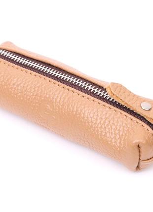 Оригинальная женская кожаная ключница grande pelle 11639 бежевый аксессуар для хранениия ключей