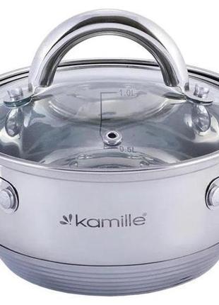 Каструля kamille millay 3.4 л з неіржавкої сталі із 7-шаровим індукційним дном кухонна каструля для плити