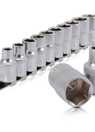 Набор головок, 1/2, – 8,10,12,13,14,15,16,17,18,19 мм crv. 10 ед. intertool et-6012 trn