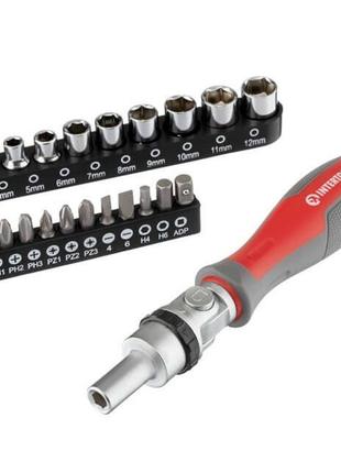 Викрутка реверсивна з карданом і комплектом насадок 21 од. intertool vt-3360 trn