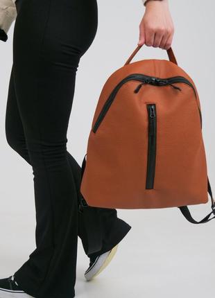 Компактний жіночий рюкзак like в екошкірі, теракотовий колір1 фото