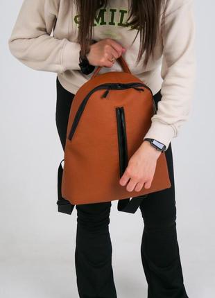 Компактний жіночий рюкзак like в екошкірі, теракотовий колір3 фото